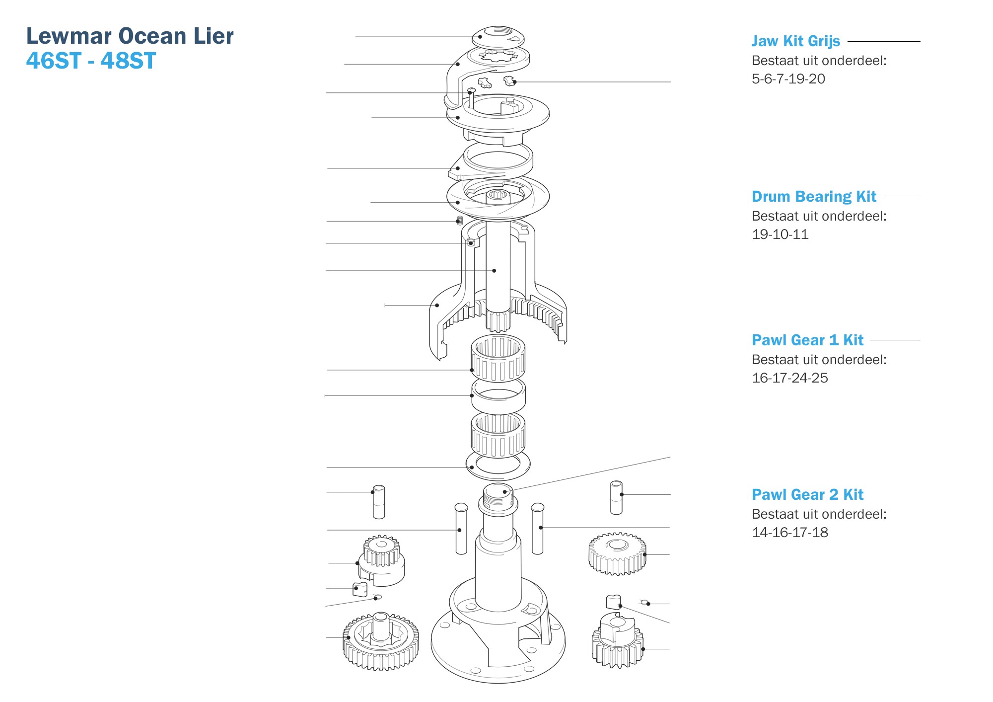 Lewmar Ocean Lier 46ST - 48ST Lier Onderdelen 