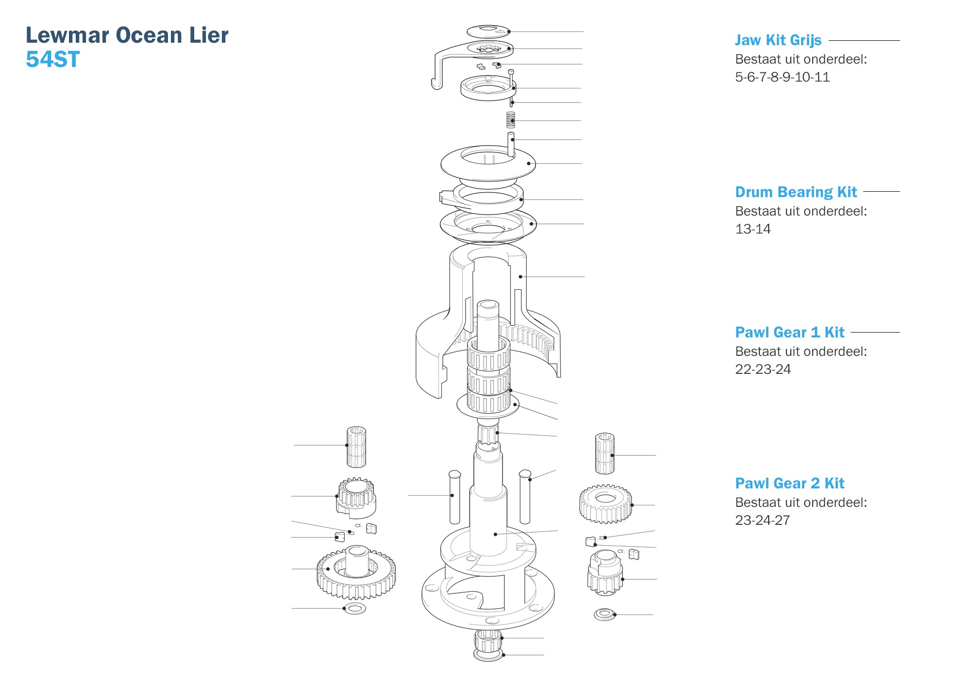 Lewmar Ocean Lier 54ST Lier Onderdelen