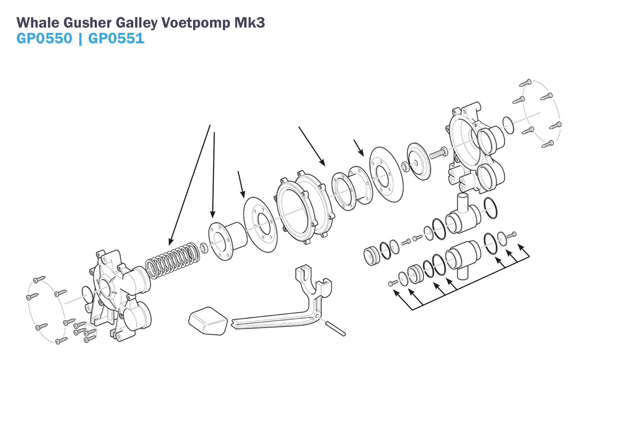 Whale Gusher Galley Voetpomp GP0550 GP0551 Onderdelen