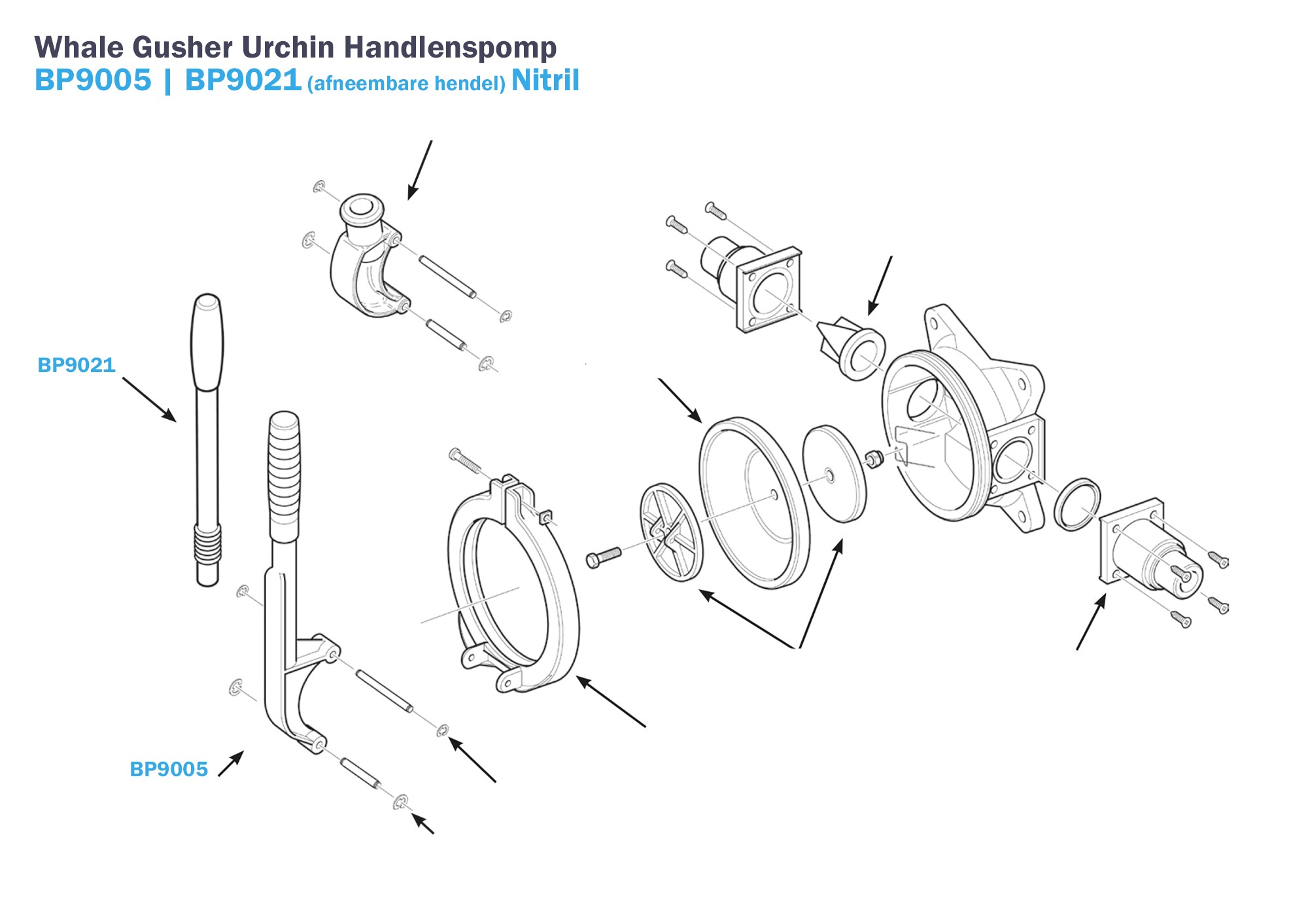 Whale Gusher Urchin Handlenspomp BP9005 BP9021 Nitril Onderdelen