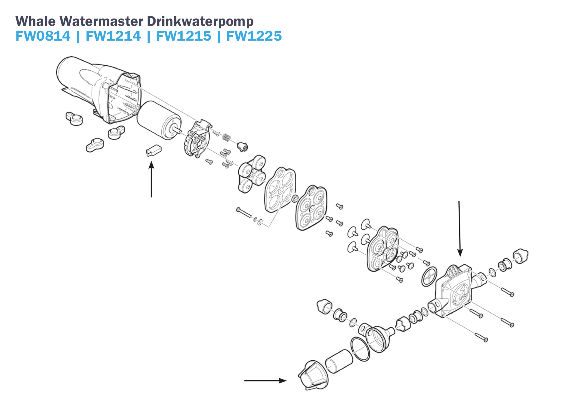 Whale Watermaster Drinkwaterpomp FW0814 FW1214 FW1215 FW1225 Onderdelen