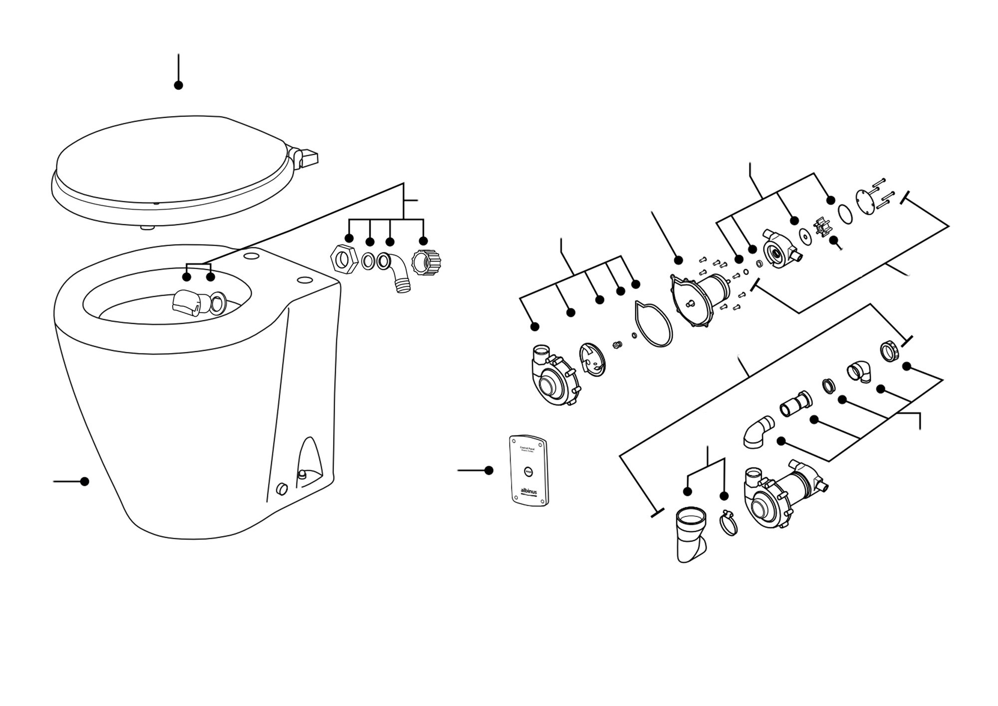 Albin Pump Standaard Design Scheepstoilet Onderdelen