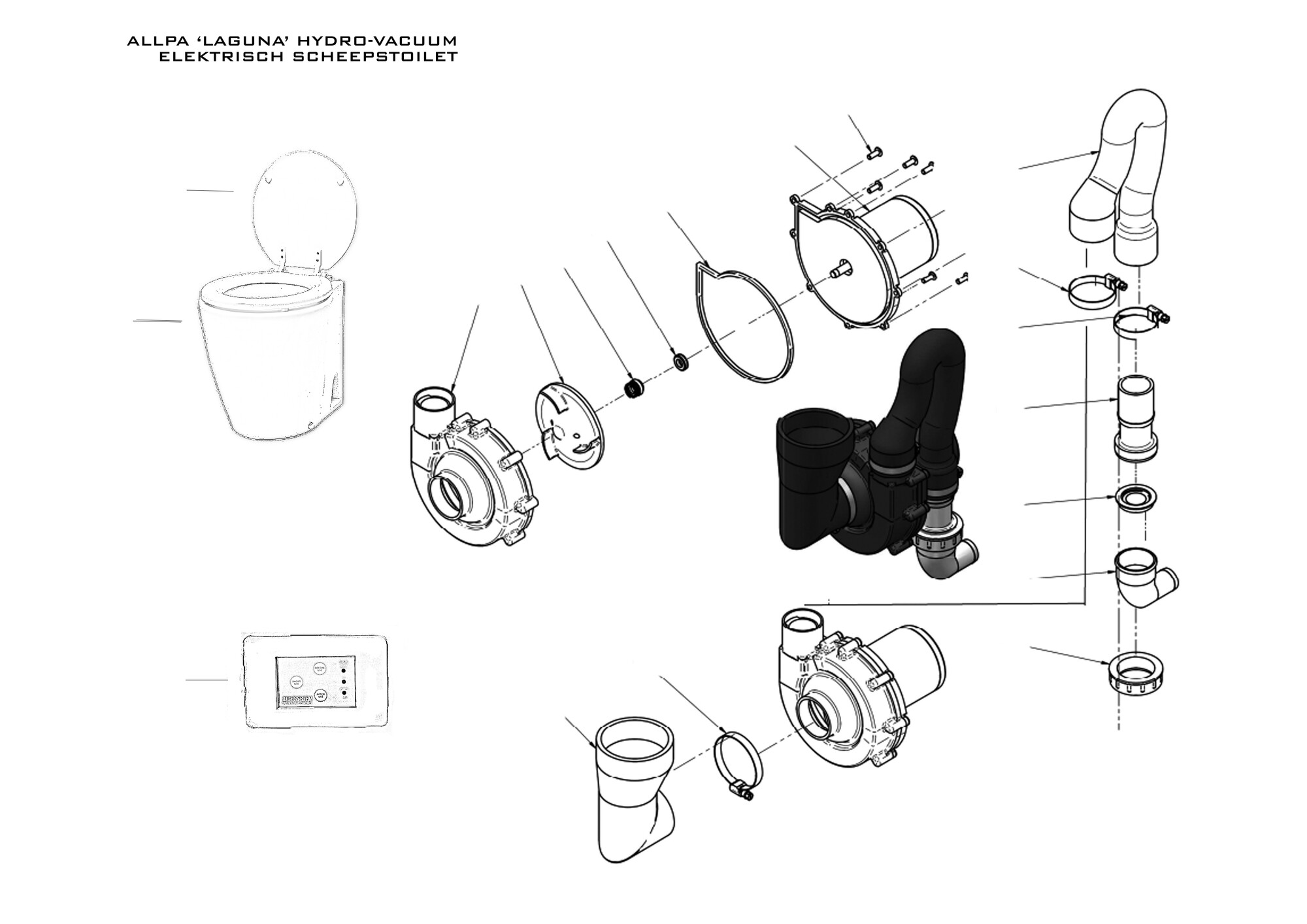 Allpa Laguna Hydro-Vacuüm Elektrisch Scheepstoilet Onderdelen