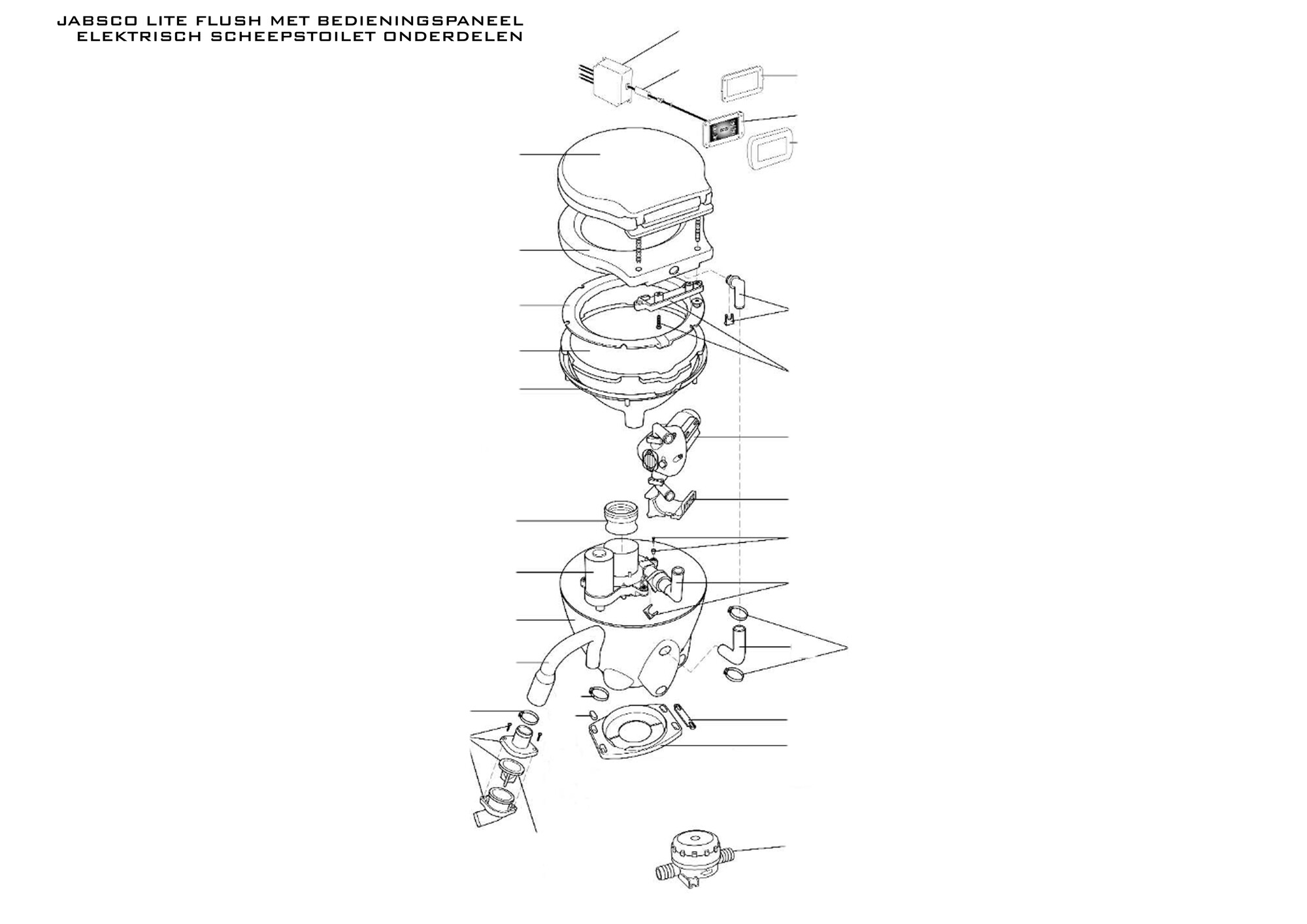 Jabsco Lite Flush met Bedieningspaneel Elektrisch Scheepstoilet Onderdelen