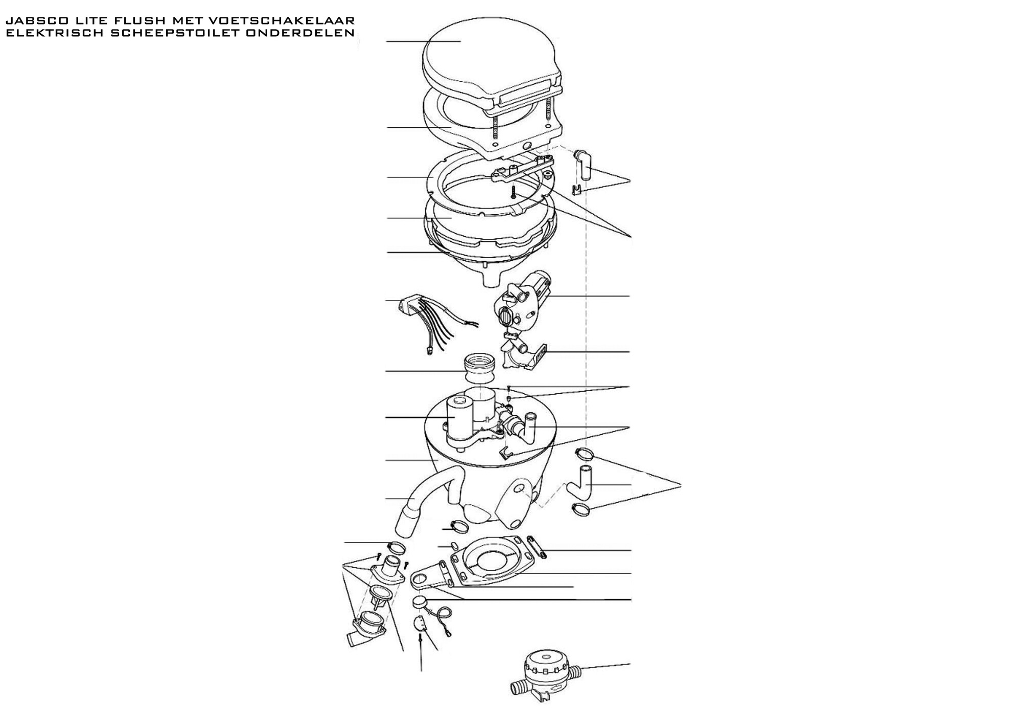Jabsco Lite Flush met Voetschakelaar Elektrisch Scheepstoilet Onderdelen