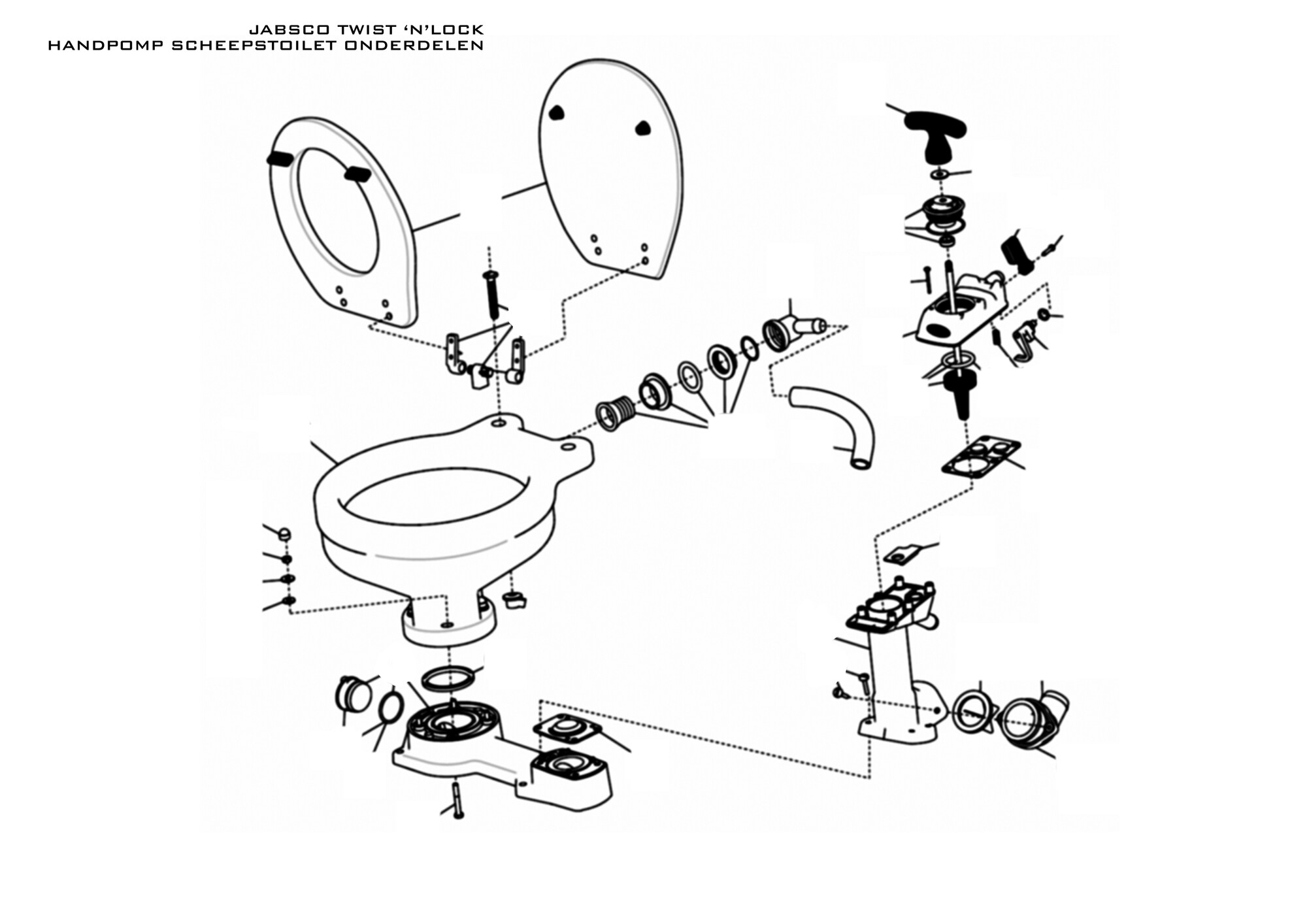 Jabsco Twist 'n' Lock Handpomp Scheepstoilet Onderdelen