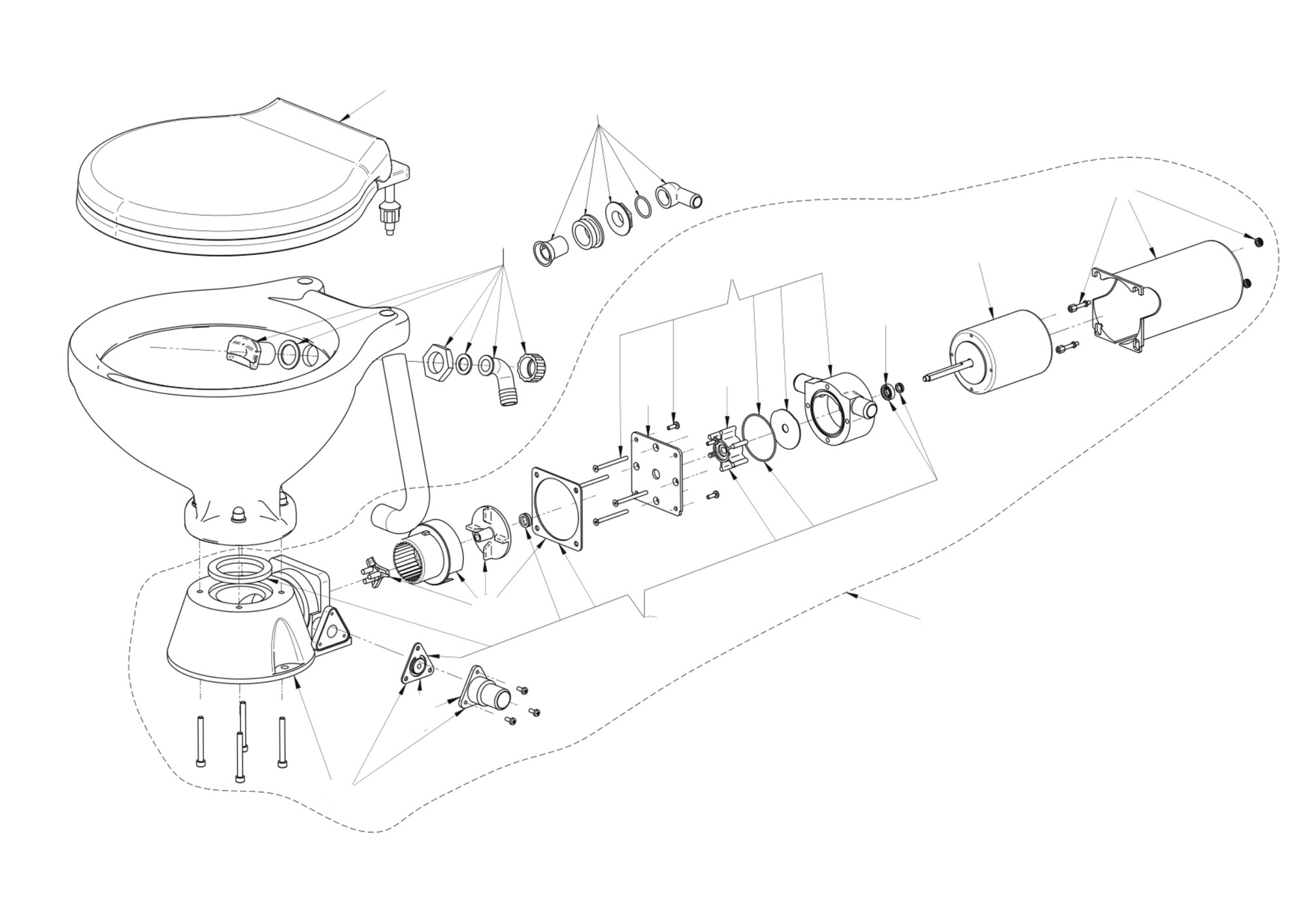 Johnson Pump & Allpa AquaT Elektrisch Scheepstoilet Onderdelen