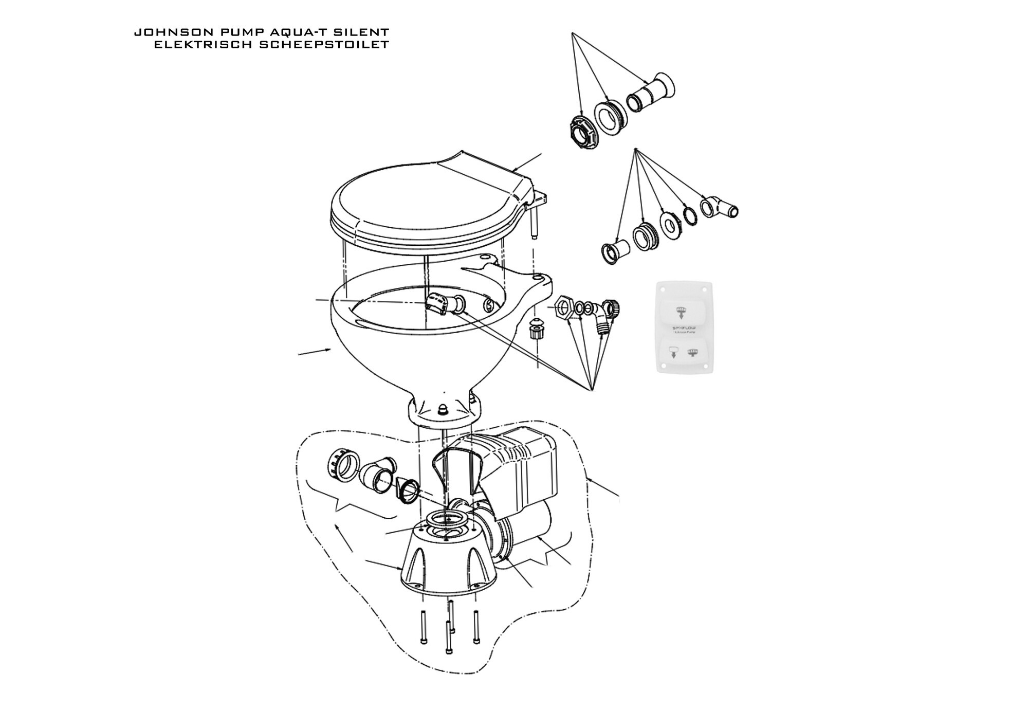 Johnson Pump Aqua-T Silent Elektrisch Scheepstoilet Onderdelen